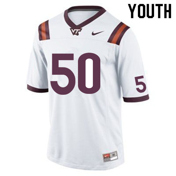 Youth #50 Will Pritchard Virginia Tech Hokies College Football Jerseys Sale-White